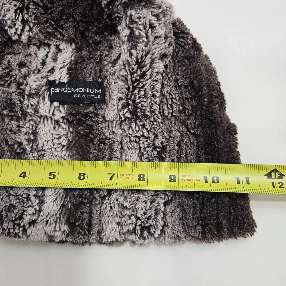 Pandemonium Seattle Sky Furry Beanie Hat Reversible Lux Faux Fur Glam Regency
